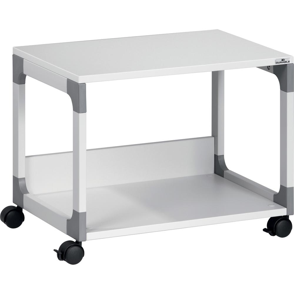DURABLE System 48 Multifunction Trolley - 2 Shelf - 4 Casters - Plastic, Steel, Melamine Faced Chipboard (MFC) - x 23.6" Width x 17" Depth x 18.8" Height - Metal Frame - Gray - 1 Each. Picture 1
