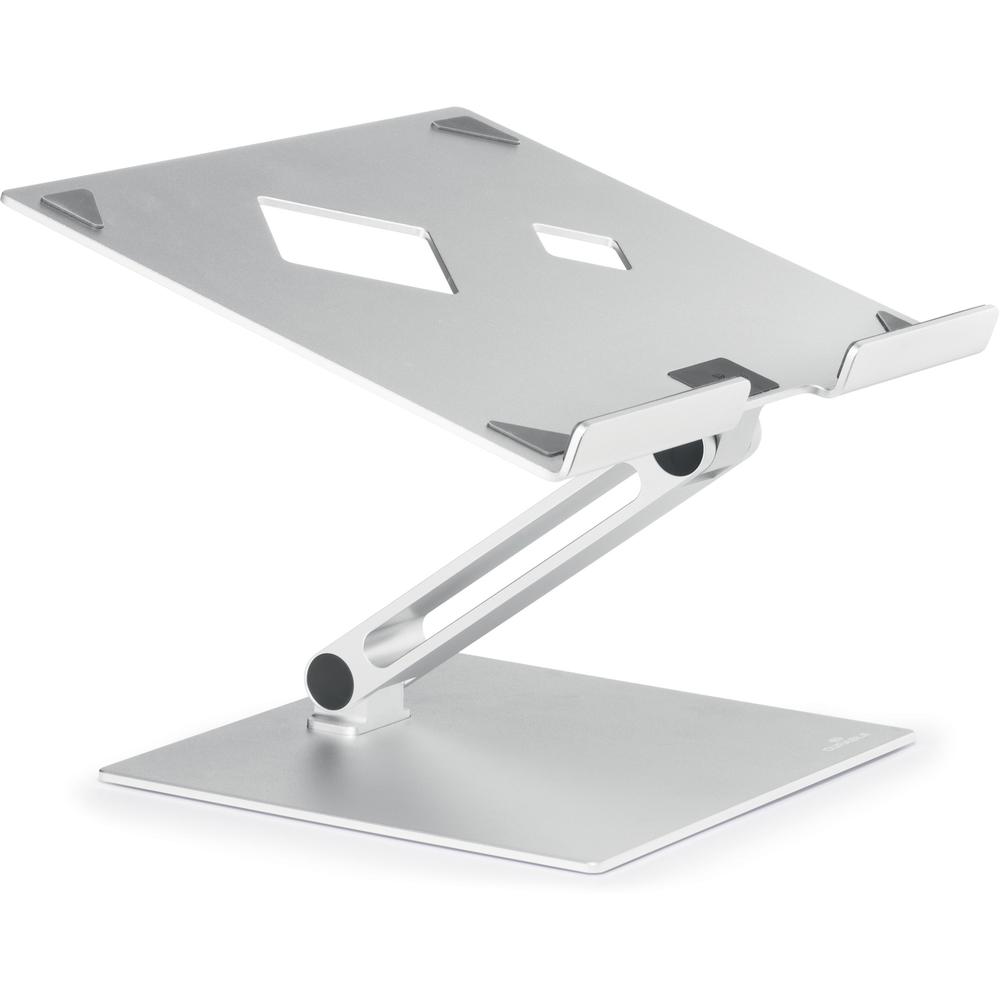 DURABLE RISE Laptop Stand - Up to 17" Screen Support - 12.6" Height x 9.1" Width x 11" Depth - Desktop, Tabletop - Aluminum - Silver. Picture 1