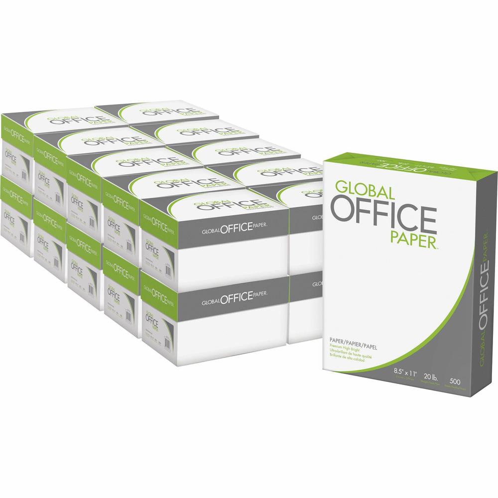 Global Office Premium Multipurpose Paper - White - 96 Brightness - Letter - 8 1/2" x 11" - 20 lb Basis Weight - 40 / Pallet - 500 Sheets per Ream - White. Picture 1