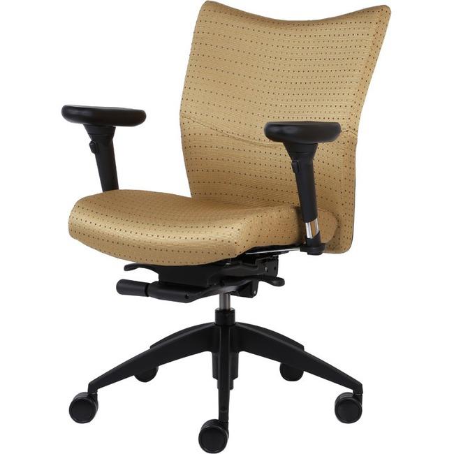 9 to 5 Seating Bristol Mid Back - Mist Leather Seat - Mist Leather Back - Mid Back - 5-star Base - 1 Each. Picture 1