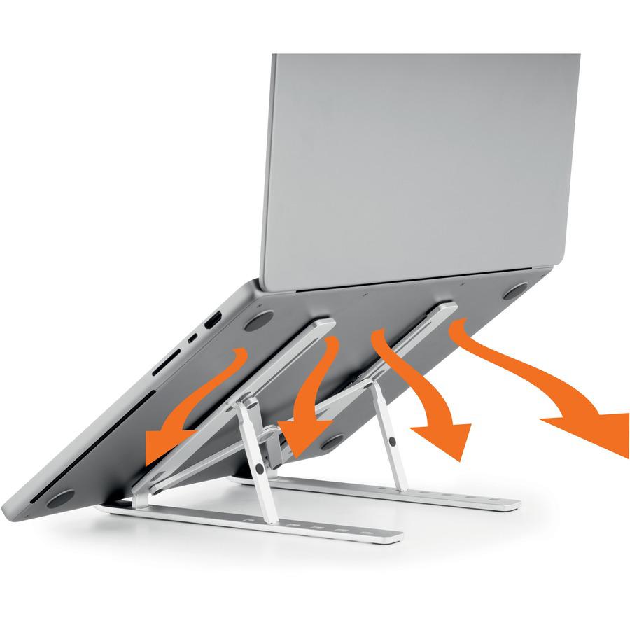 DURABLE Laptop Stand FOLD - Upto 15" Screen Size Notebook Support - Aluminum - Silver. Picture 4