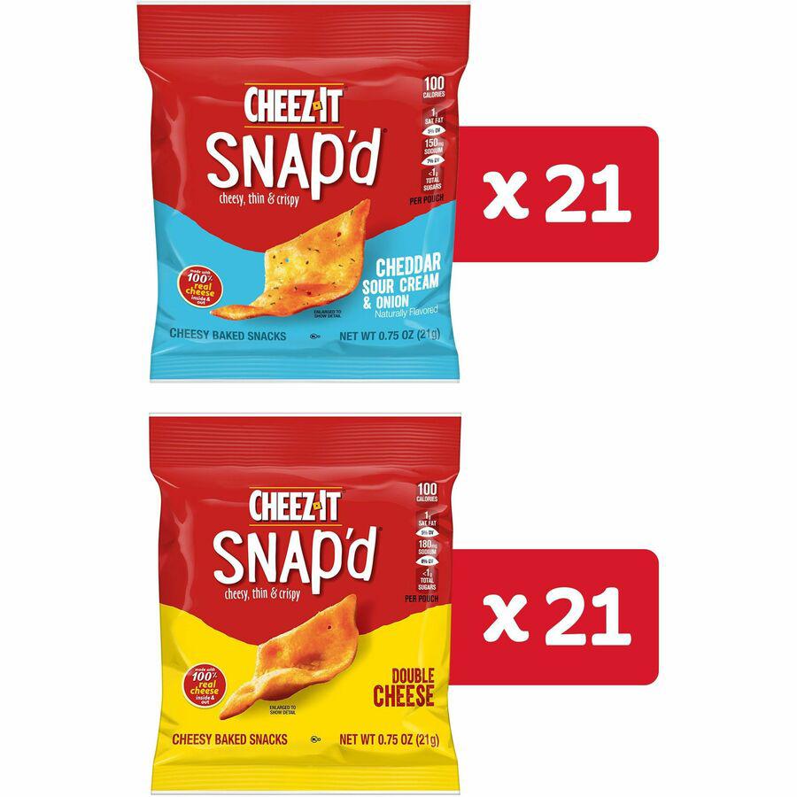 Cheez-It Snap'd Baked Cheese Variety Pack - Assorted - 1.97 lb - 42 / Carton. Picture 15
