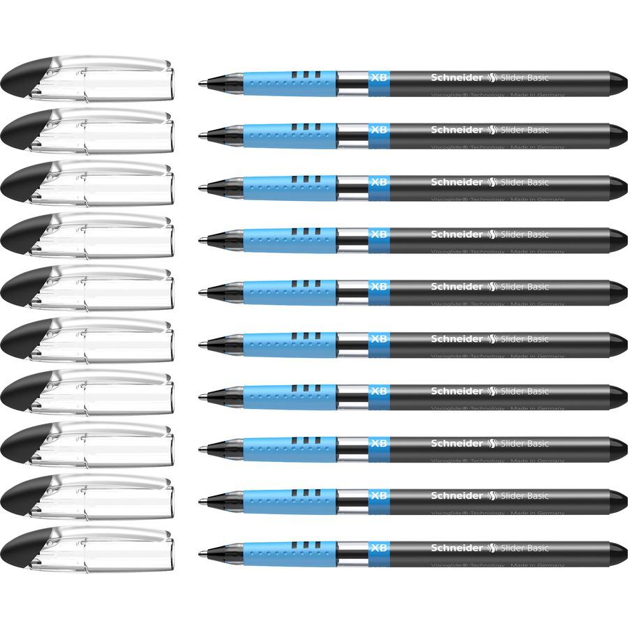Schneider Slider Basic XB Ballpoint Pen - Extra Broad Pen Point - 1.4 mm Pen Point Size - Black - Transparent Rubberized, Black, Silver Barrel - Stainless Steel Tip - 10 / Pack. Picture 7