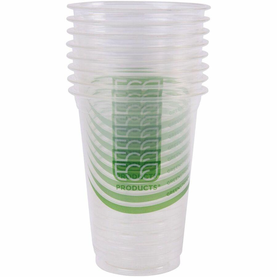 Eco-Products 16 oz GreenStripe Cold Cups - 50 / Pack - Clear, Green - Polylactic Acid (PLA) - Cold Drink. Picture 7