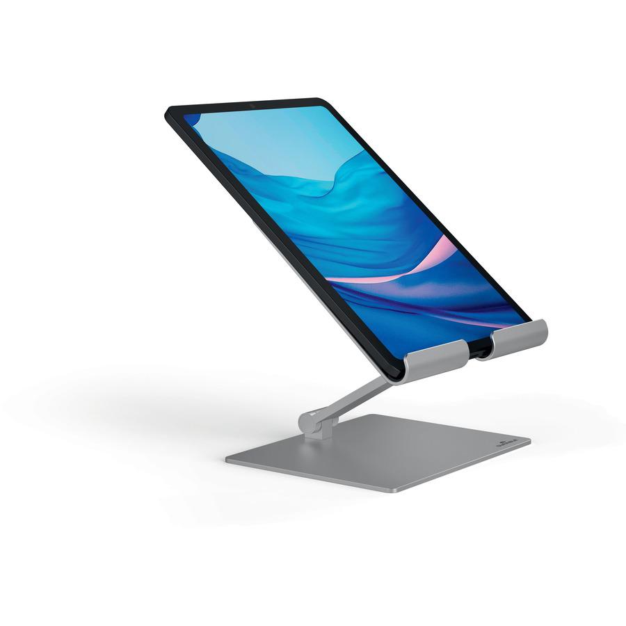 DURABLE Rise Tablet Stand - Up to 13" Screen Support - 2.20 lb Load Capacity - 8.1" Height x 6.7" Width x 5.4" Depth - Tabletop - Aluminum - Silver. Picture 13