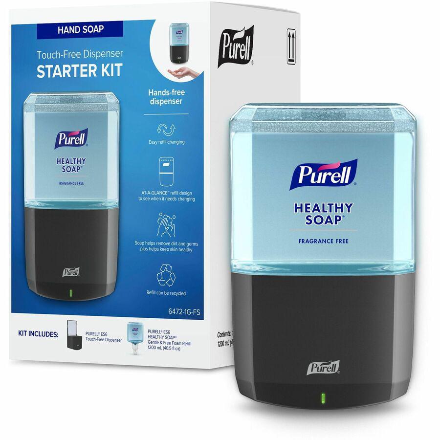 PURELL&reg; ES6 Touch-Free Soap Dispenser Starter Kit - 1.27 quart Capacity - Touch-free, Hygienic, Durable, Long Lasting, Wall Mountable - Graphite. Picture 2