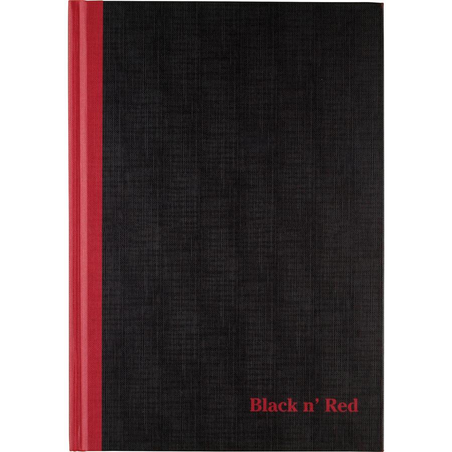 Black n' Red Casebound Business Notebook - 96 Sheets - Case Bound - Ruled9.9"7" - Black/Red Cover - Bleed Resistant, Ink Resistant, Smooth, Hard Cover, Ribbon Marker - 1 Each. Picture 5