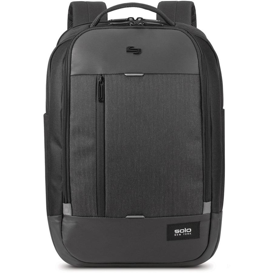 Solo Carrying Case (Backpack) for 17.3" Notebook - Black - Damage Resistant - Mesh Pocket - Shoulder Strap, Handle, Luggage Strap - 18.5" Height x 13" Width x 3.5" Depth - 1 Pack. Picture 4