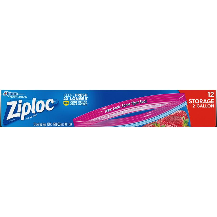 Ziploc&reg; 2-gallon Storage Bags - Extra Large Size - 2 gal Capacity - 13" Width - Zipper Closure - Plastic - 12/Box - Food, Money, Vegetables, Fruit, Yarn, Cosmetics, Business Card, Map, Meat, Seafo. Picture 3