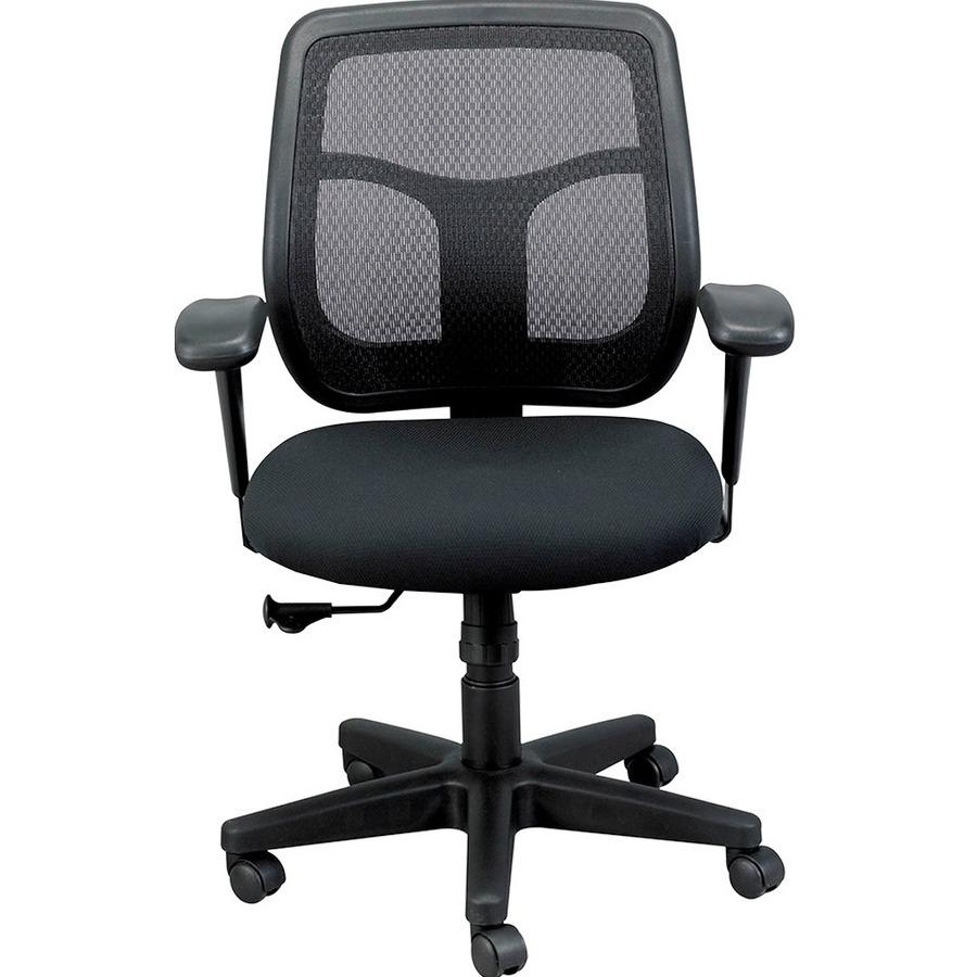 Eurotech Apollo Synchro Mid-Back Chair - Persimmon Fabric Seat - Black Fabric Back - Mid Back - 5-star Base - Armrest - 1 Each. Picture 3