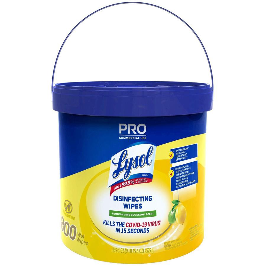 Lysol Disinfecting Wipe Bucket w/Wipes - Lemon & Lime Blossom Scent - 2 / Carton - Disinfectant, Pre-moistened - White. Picture 3