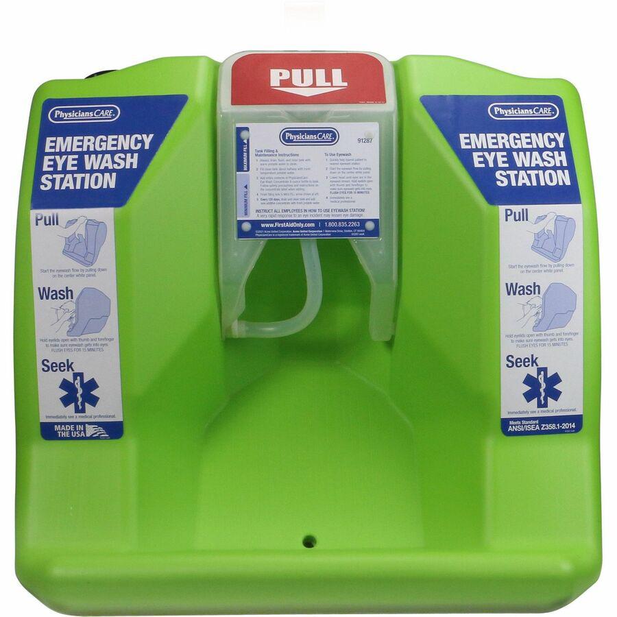 PhysiciansCare Eyewash Station - 16 gal - 0.25 Hour - Clear, Bright Green. Picture 3