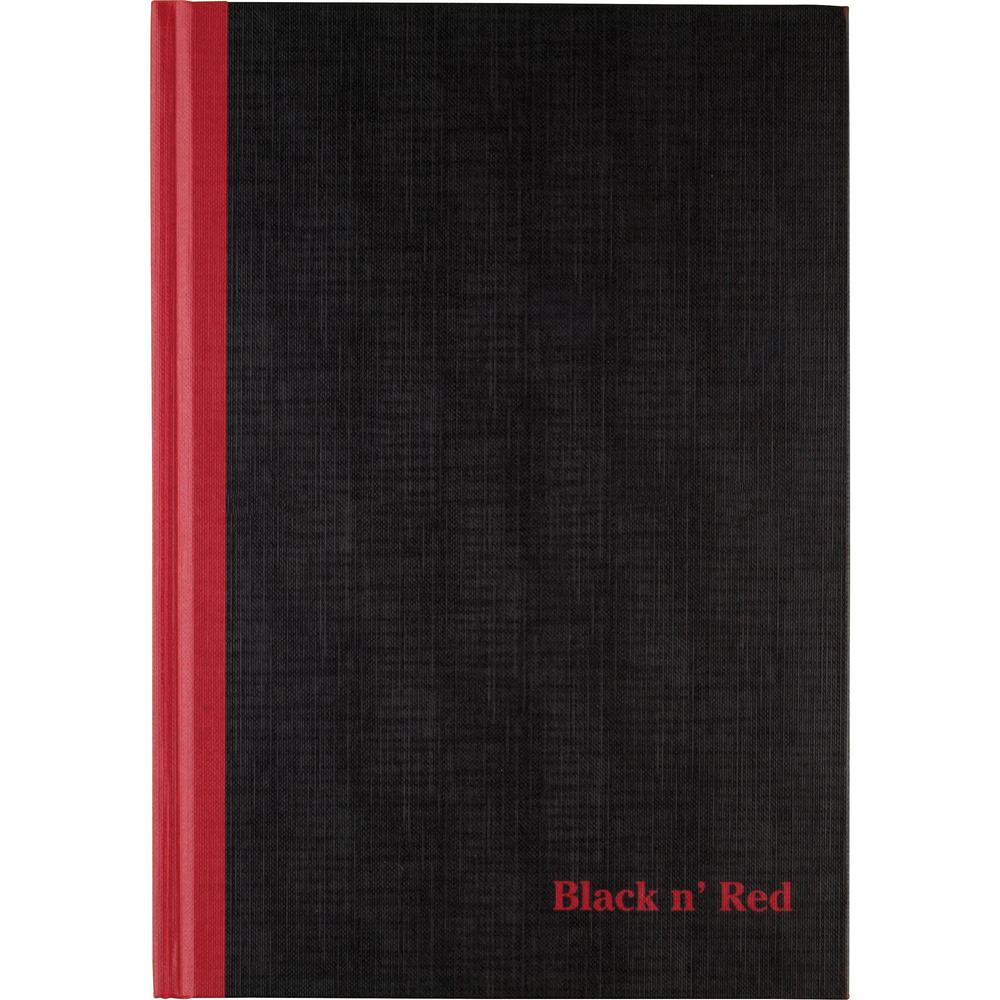 Black n' Red Casebound Business Notebook - 96 Sheets - Case Bound - Ruled9.9"7" - Black/Red Cover - Bleed Resistant, Ink Resistant, Smooth, Hard Cover, Ribbon Marker - 1 Each. Picture 2