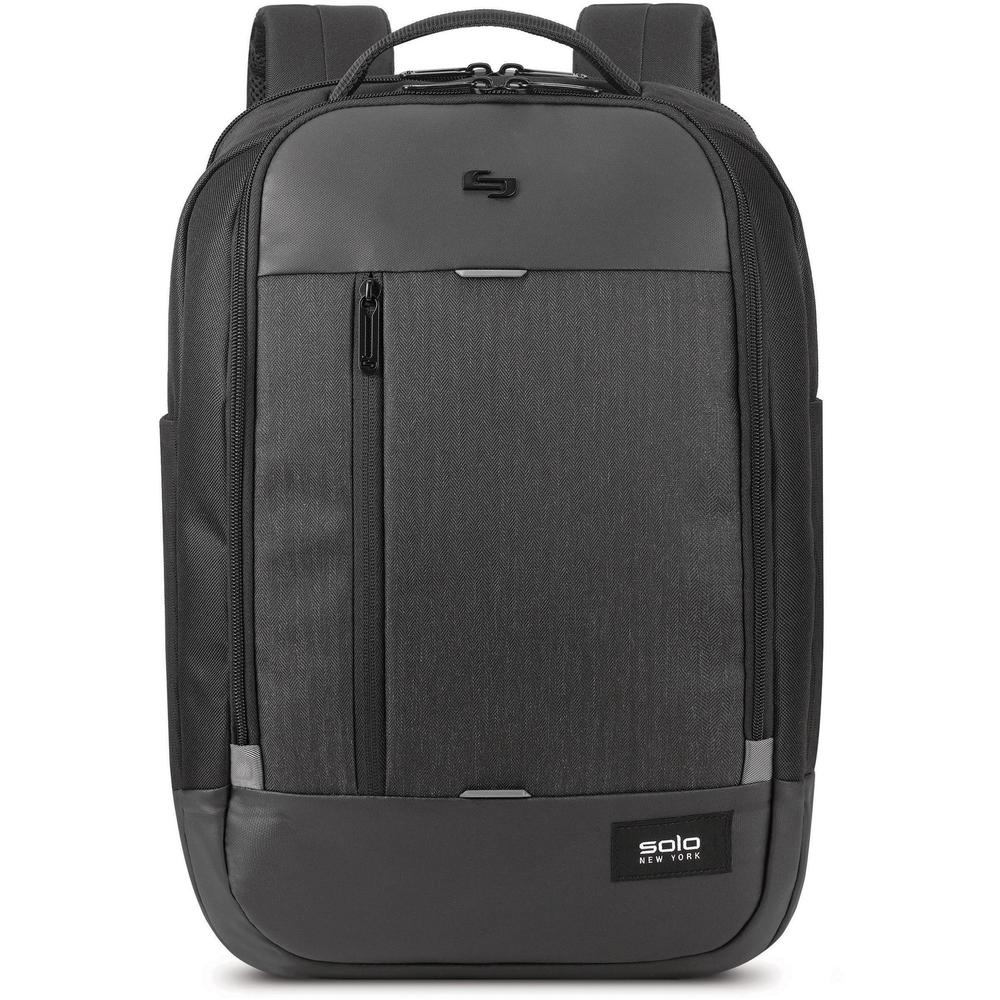 Solo Carrying Case (Backpack) for 17.3" Notebook - Black - Damage Resistant - Mesh Pocket - Shoulder Strap, Handle, Luggage Strap - 18.5" Height x 13" Width x 3.5" Depth - 1 Pack. Picture 3