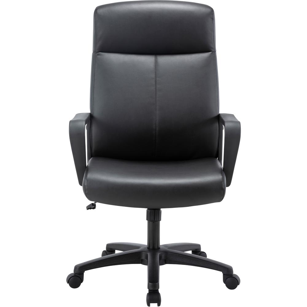 Lorell High-Back Bonded Leather Chair - Black Bonded Leather Seat - Black Bonded Leather Back - High Back - Armrest - 1 Each. Picture 2