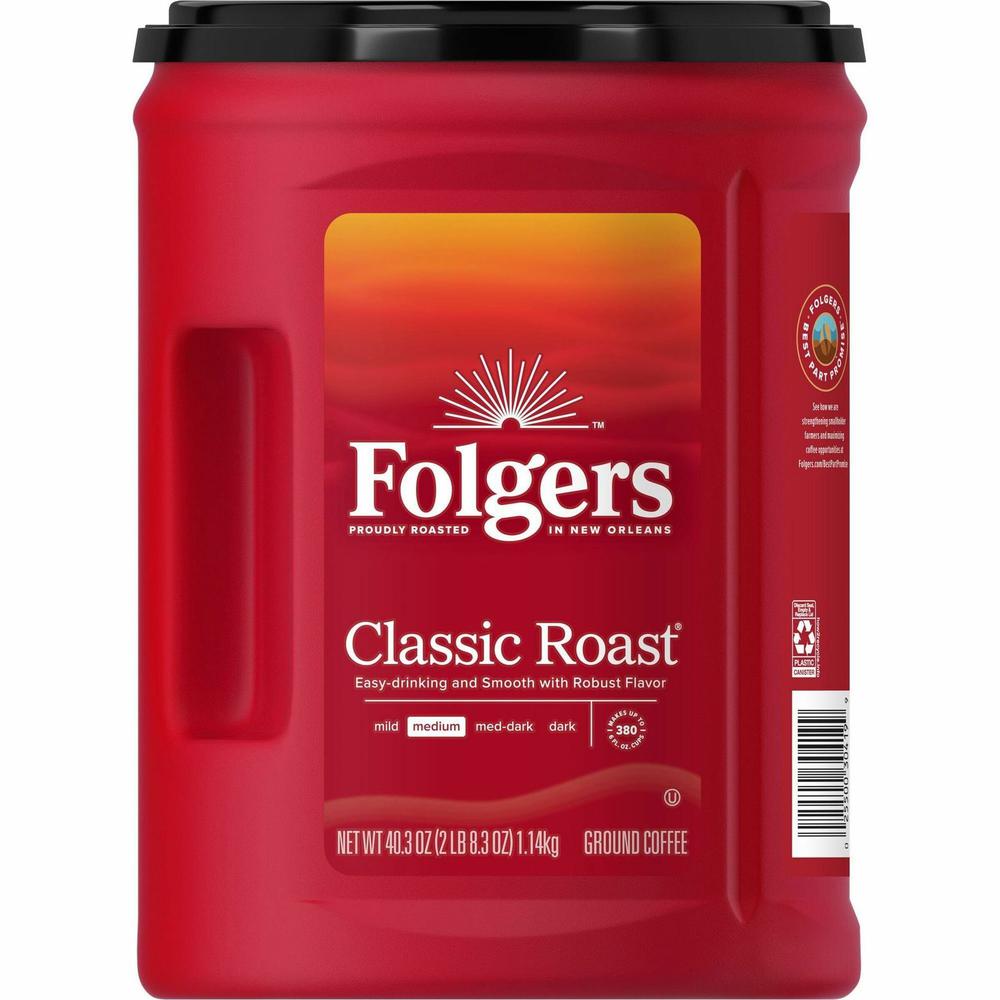 Folgers Ground Canister Classic Roast Coffee - Medium - 6 / Carton. Picture 4