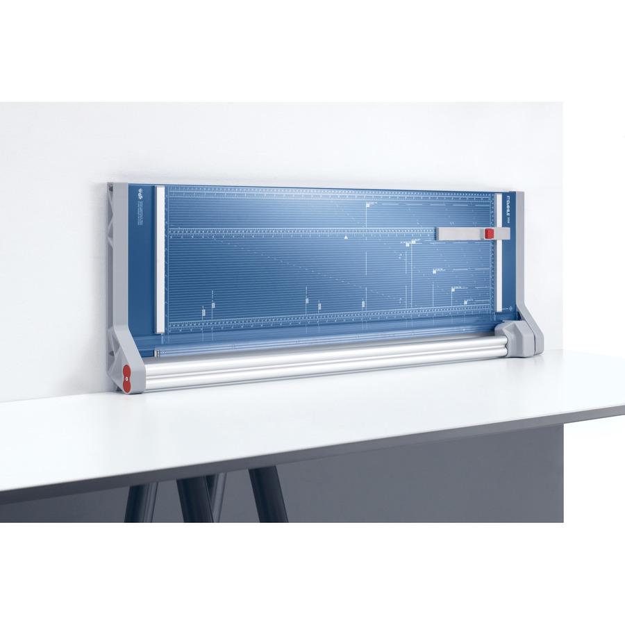 Dahle 556 Professional Rotary Trimmer - Cuts 14Sheet - 37" Cutting Length - 3.4" Height x 15.1" Width - Metal Base, Steel Blade, Plastic, Aluminum - Blue. Picture 11