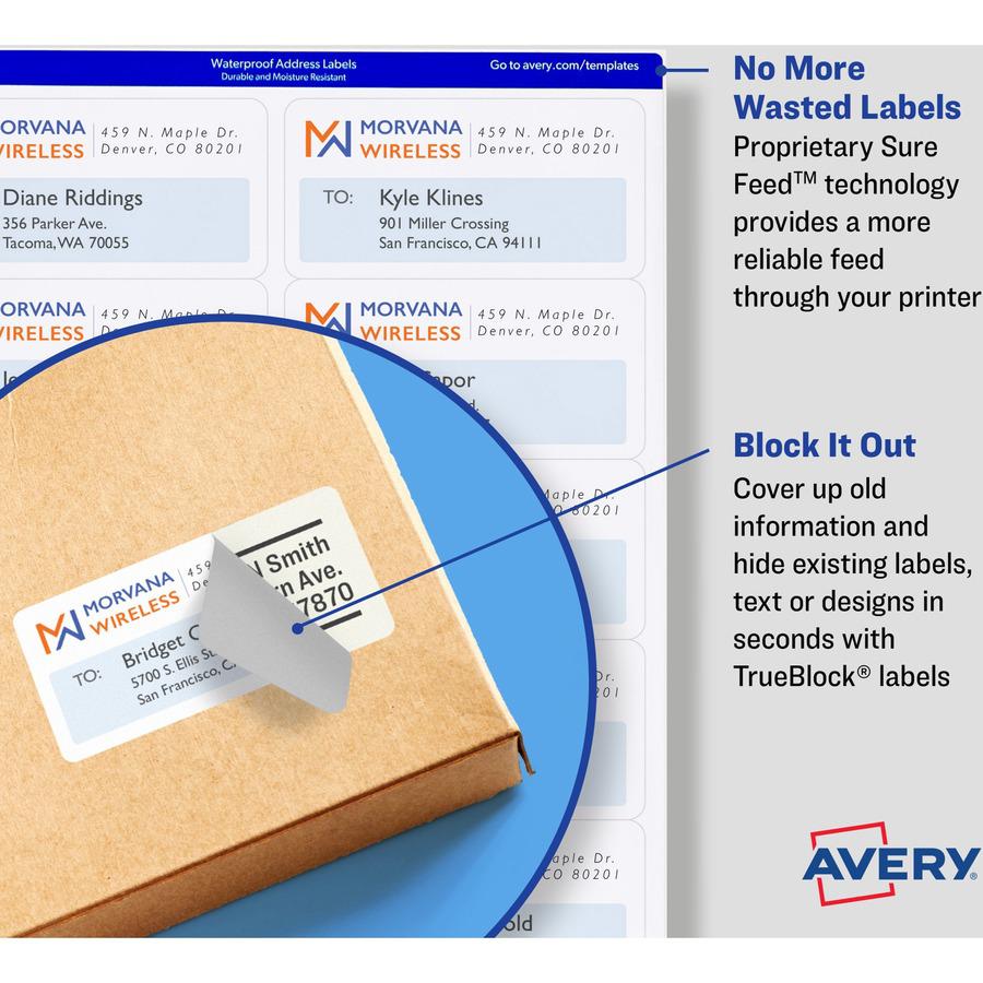 Avery&reg; Printable Shipping Labels, 2.5" x 4" , 800 Labels (5817) - 2 1/2" Width x 4" Length - Permanent Adhesive - Rectangle - Laser - White - Paper - 8 / Sheet - 100 Total Sheets - 800 Total Label. Picture 4
