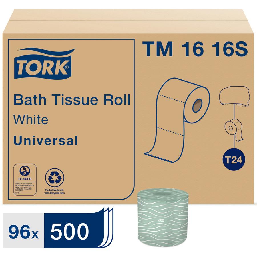 Tork Toilet Paper Roll White T24 - Tork Toilet Paper Roll White T24, Universal, 2-Ply, 96 x 500 sheets, TM1616S. Picture 2