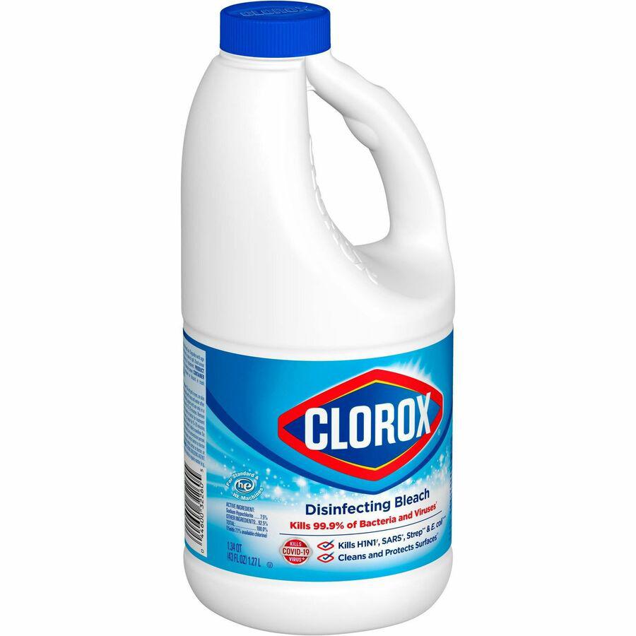 Clorox Disinfecting Bleach - Concentrate - 43 fl oz (1.3 quart) - Regular Scent - 6 / Carton - Deodorize, Disinfectant - White. Picture 17
