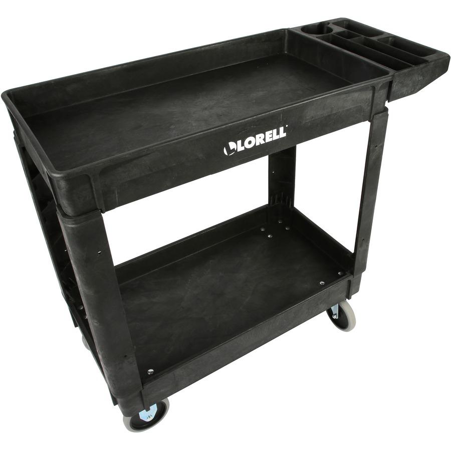 Lorell Storage Bin Utility Cart - 550 lb Capacity - 4 Casters - 5" Caster Size - Structural Foam - x 37.5" Width x 17" Depth x 39" Height - Black - 1 Each. Picture 14