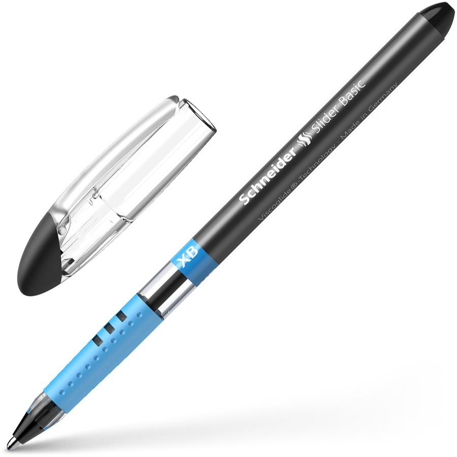 Schneider Slider Basic XB Ballpoint Pen - Extra Broad Pen Point - 1.4 mm Pen Point Size - Black - Transparent Rubberized, Black, Silver Barrel - Stainless Steel Tip - 10 / Pack. Picture 8