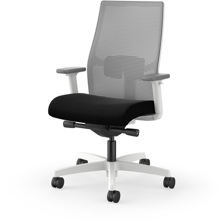 HON Ignition Mid-back Task Chair - Black Seat - Fog Mesh Back - Designer White Frame - Mid Back - 1 Each. Picture 12