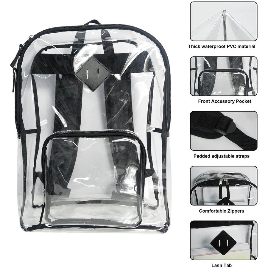 Sparco Carrying Case (Backpack) Multipurpose - Clear - Polyvinyl Chloride (PVC), 420D Oxford Body - Shoulder Strap, Handle - 17" Height x 12" Width x 5" Depth - 1 Each. Picture 9