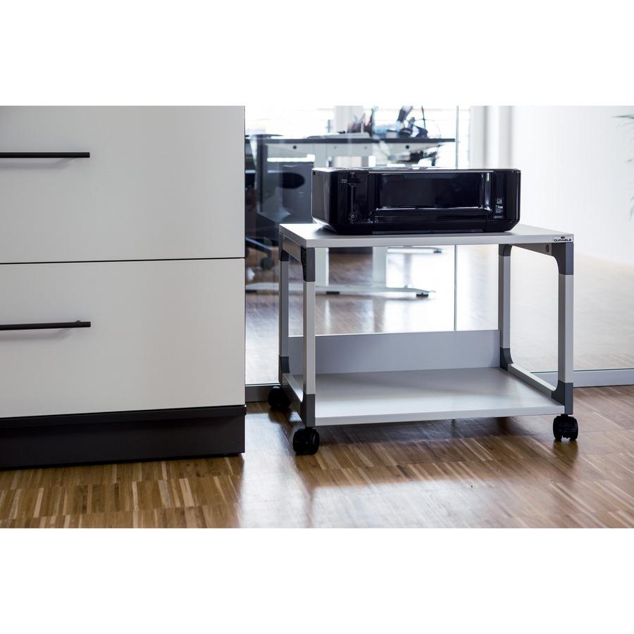 DURABLE System 48 Multifunction Trolley - 2 Shelf - 4 Casters - Plastic, Steel, Melamine Faced Chipboard (MFC) - x 23.6" Width x 17" Depth x 18.8" Height - Metal Frame - Gray - 1 Each. Picture 7