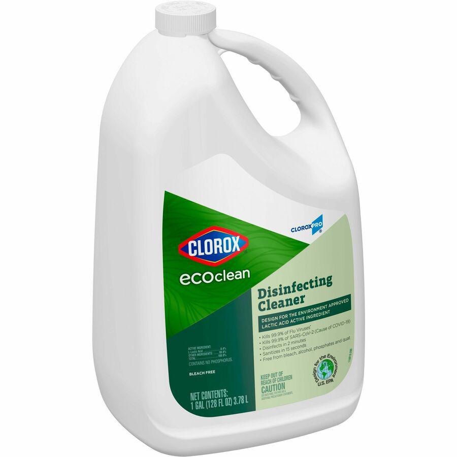 CloroxPro&trade; EcoClean Disinfecting Cleaner Refill - Ready-To-Use - 128 fl oz (4 quart) - 4 / Carton - Disinfectant, Bleach-free, Alcohol-free, Phosphate-free - Green, White. Picture 10