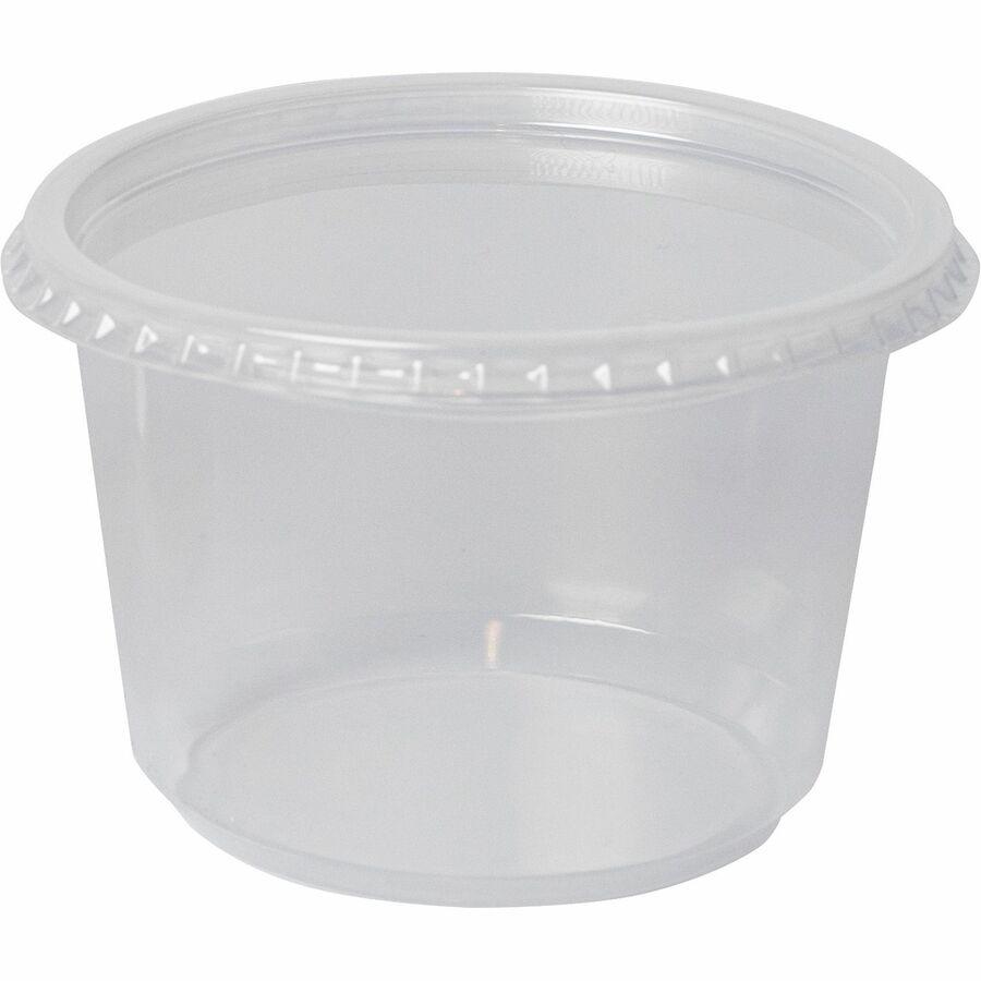 BluTable 16 oz/32 oz Round Deli Tub Container Lids - Polypropylene - 500 / Carton - Clear. Picture 5