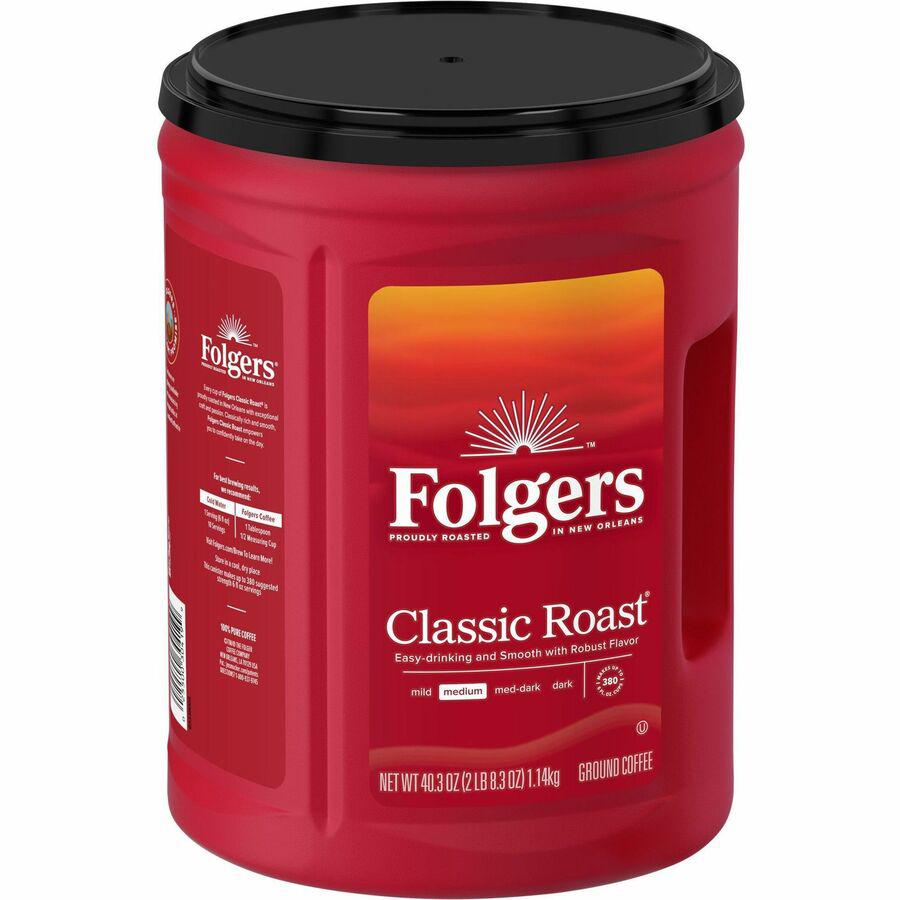 Folgers Ground Canister Classic Roast Coffee - Medium - 6 / Carton. Picture 14