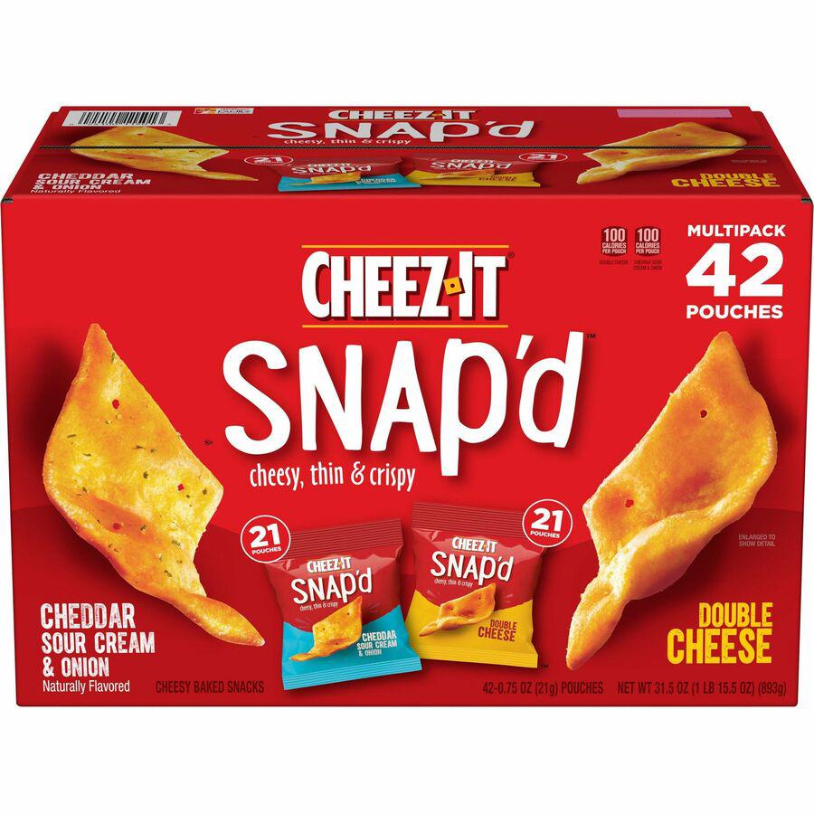 Cheez-It Snap'd Baked Cheese Variety Pack - Assorted - 1.97 lb - 42 / Carton. Picture 16