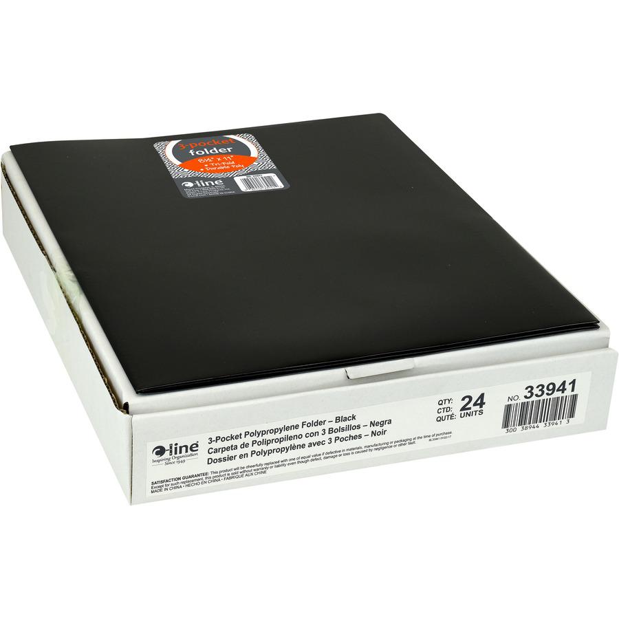 C-Line CLI-33941 Letter Portfolio - 8 1/2" x 11" - 75 Sheet Capacity - 3 Pocket(s) - Polypropylene - Black - 24 / Box. Picture 2