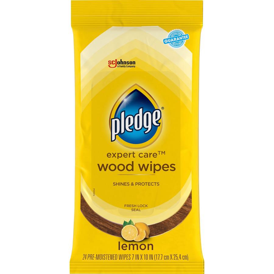 Pledge Lemon Enhancing Polish Wipes - Wipe - Lemon Scent - 7" Width x 10" Length - 24 / Pack - 12 / Carton - Yellow. Picture 2