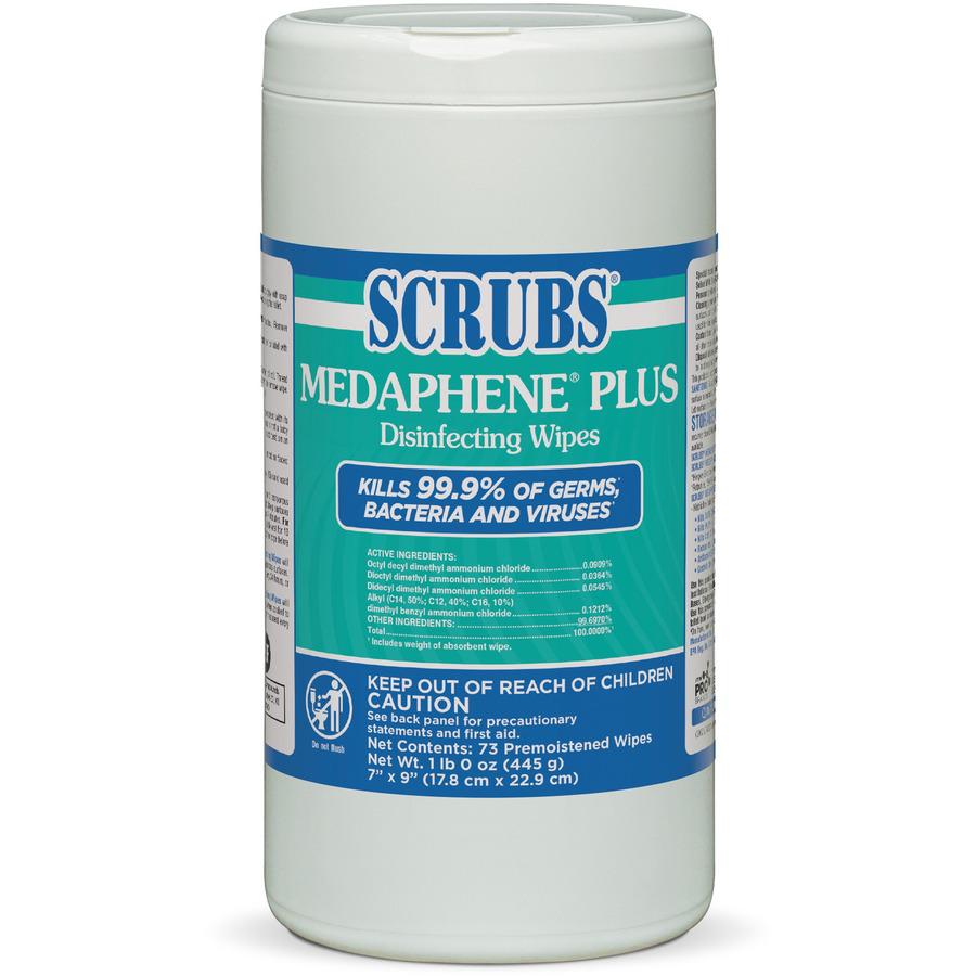 SCRUBS Medaphene Plus Disinfecting Wipes - Citrus Scent - 9" Length x 6" Width - 73 - 6 / Carton - Disinfectant, Deodorize, Textured, Absorbent, Pre-moistened, Easy to Use, Strong, Water Soluble, Anti. Picture 4