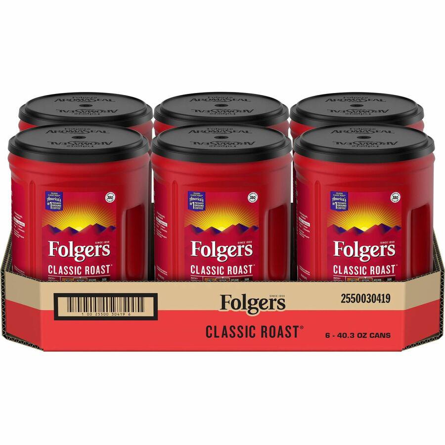 Folgers Ground Canister Classic Roast Coffee - Medium - 6 / Carton. Picture 15