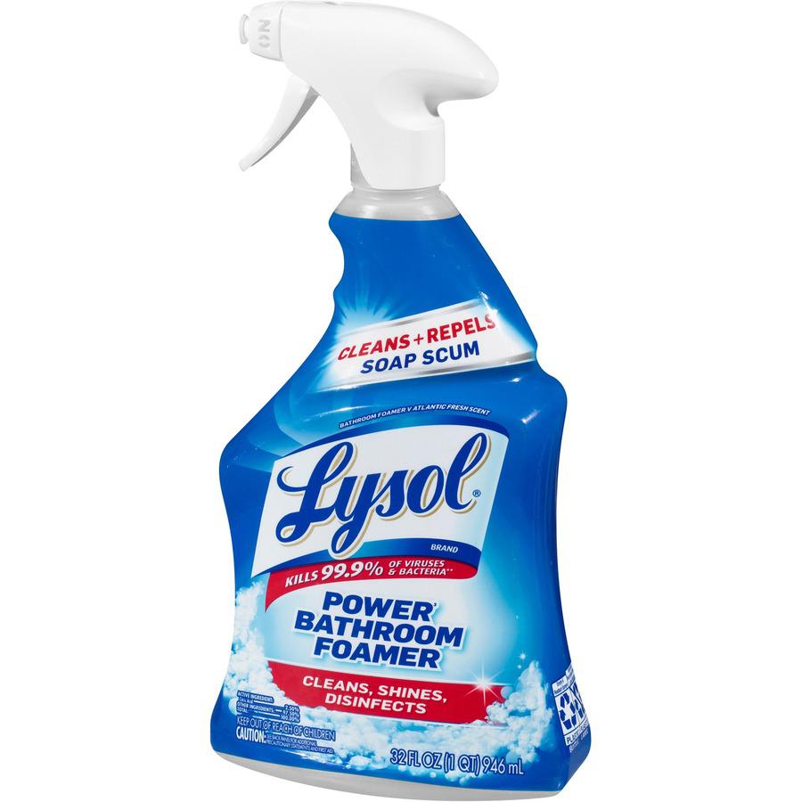 Lysol Bathroom Cleaner Spray - 32 fl oz (1 quart) - Fresh Scent - 12 / Carton - Disinfectant - Clear. Picture 5
