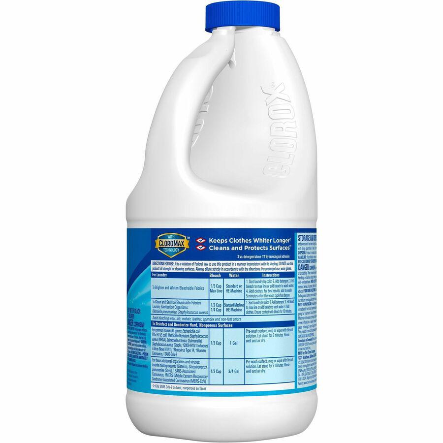 Clorox Disinfecting Bleach - Concentrate - 43 fl oz (1.3 quart) - Regular Scent - 6 / Carton - Deodorize, Disinfectant - White. Picture 8