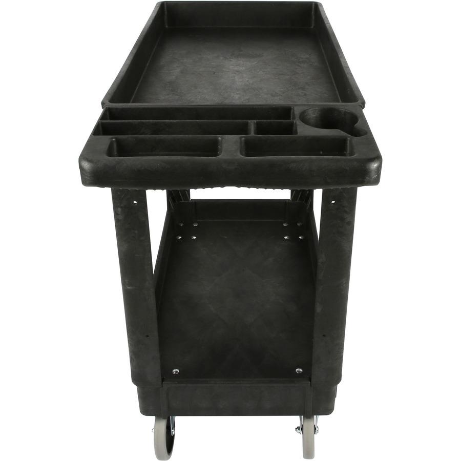 Lorell Storage Bin Utility Cart - 550 lb Capacity - 4 Casters - 5" Caster Size - Structural Foam - x 37.5" Width x 17" Depth x 39" Height - Black - 1 Each. Picture 9