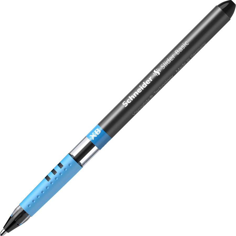 Schneider Slider Basic XB Ballpoint Pen - Extra Broad Pen Point - 1.4 mm Pen Point Size - Black - Transparent Rubberized, Black, Silver Barrel - Stainless Steel Tip - 10 / Pack. Picture 4