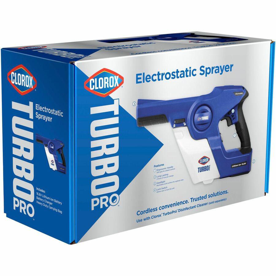 Clorox TurboPro Electrostatic Sprayer - Suitable For Disinfecting, Airport, Hotel, Laundry Room, Daycare, Office, Gym, Locker Room - Electrostatic, Handheld, Disinfectant, Lightweight - 1 / Each - Blu. Picture 11