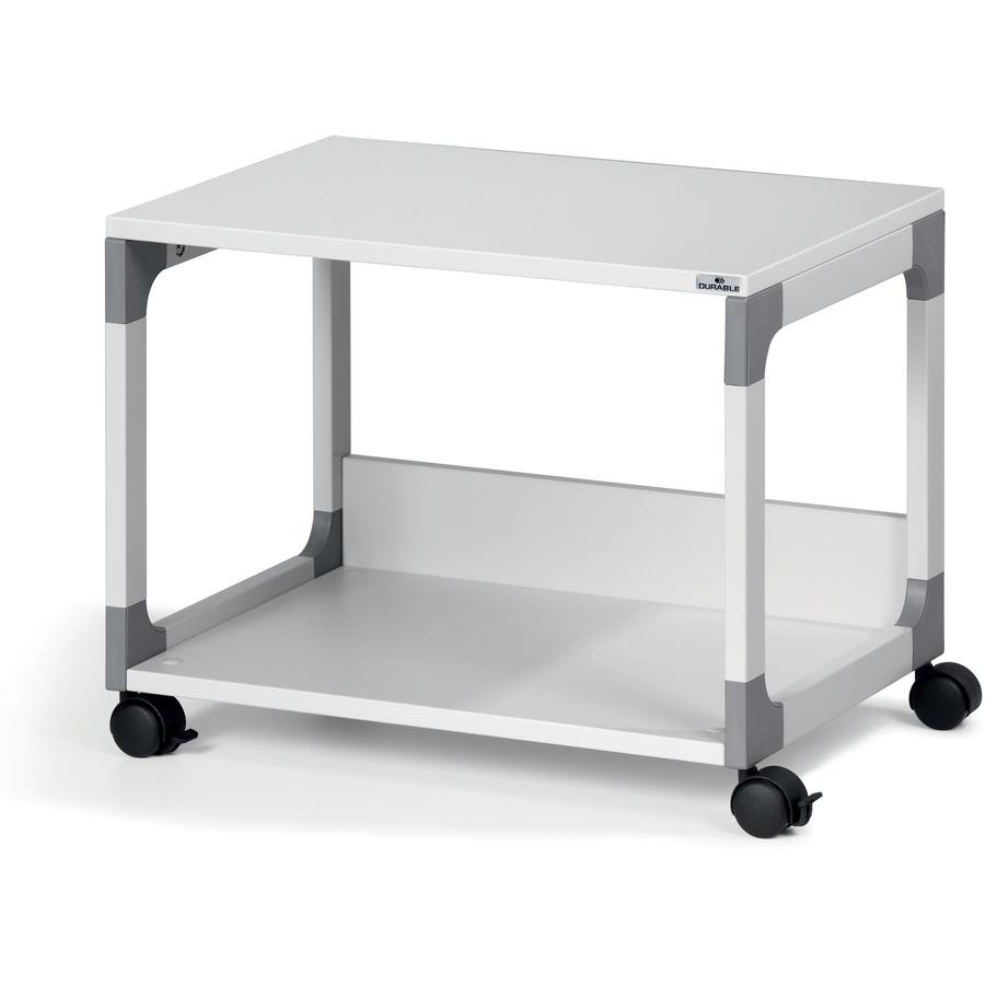 DURABLE System 48 Multifunction Trolley - 2 Shelf - 4 Casters - Plastic, Steel, Melamine Faced Chipboard (MFC) - x 23.6" Width x 17" Depth x 18.8" Height - Metal Frame - Gray - 1 Each. Picture 4