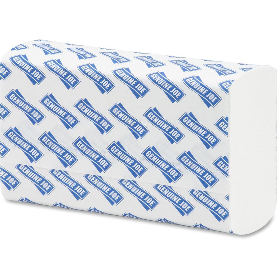 Genuine Joe Multifold Towels - 1 Ply - Multifold - 9.20" x 9.40" - White - Fiber - 250 Per Bundle - 960 / Pallet. Picture 6