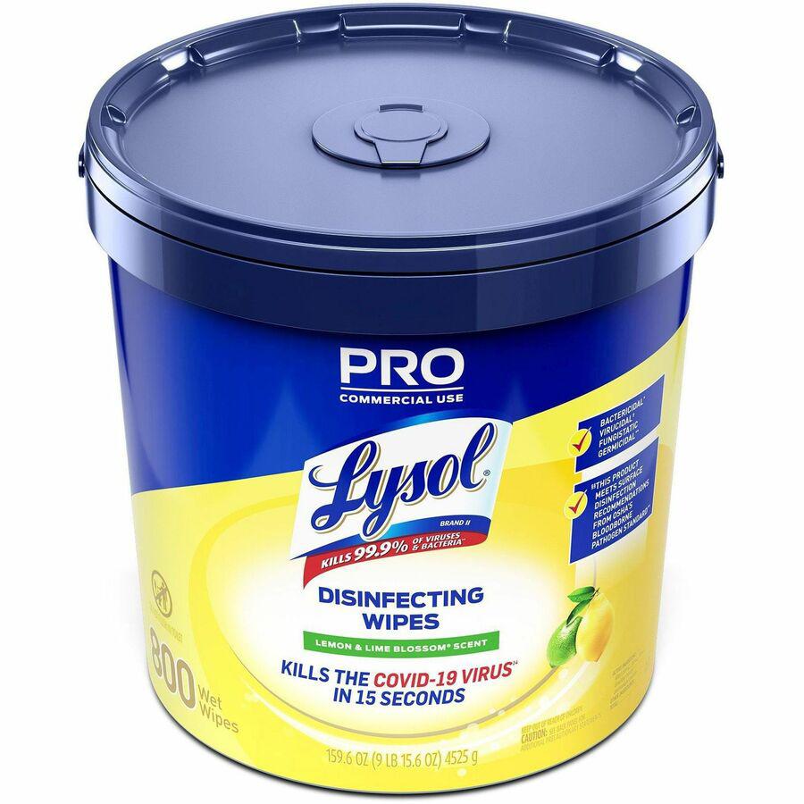 Lysol Disinfecting Wipe Bucket w/Wipes - Lemon & Lime Blossom Scent - 2 / Carton - Disinfectant, Pre-moistened - White. Picture 5
