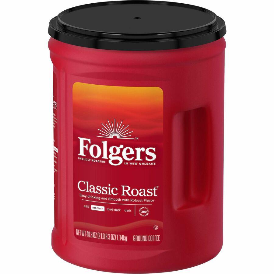 Folgers Ground Canister Classic Roast Coffee - Medium - 6 / Carton. Picture 7