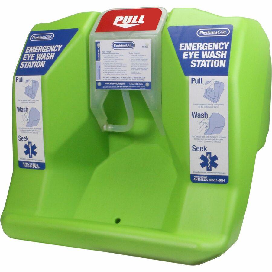 PhysiciansCare Eyewash Station - 16 gal - 0.25 Hour - Clear, Bright Green. Picture 5