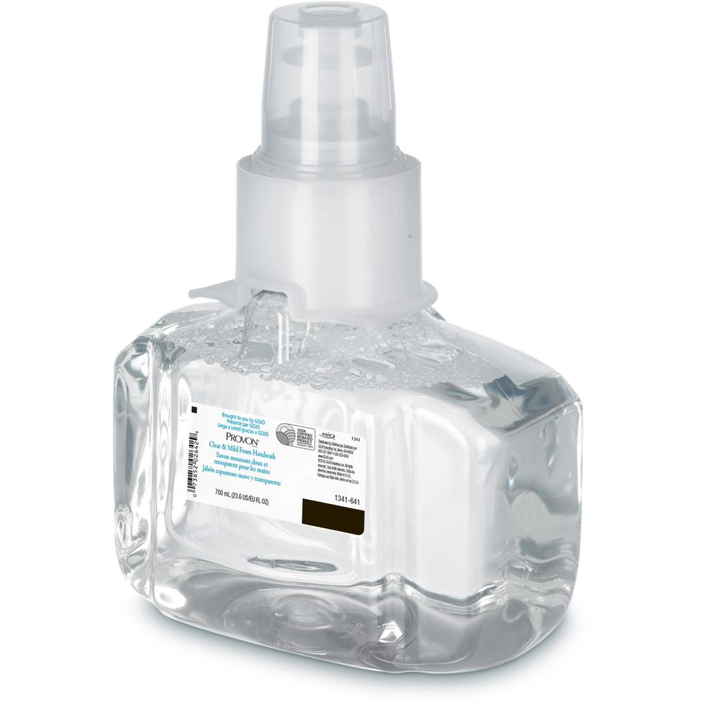 Provon LTX-7 Clear & Mild Foam Handwash Refill - Fragrance-free ScentFor - 23.7 fl oz (700 mL) - Pump Bottle Dispenser - Kill Germs - Hand - Moisturizing - Clear - Rich Lather, Dye-free, Bio-based, Fr. Picture 2