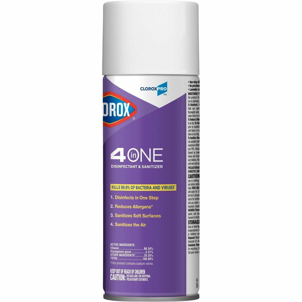 CloroxPro&trade; 4 in One Disinfectant & Sanitizer - Ready-To-Use Spray - 14 fl oz (0.4 quart) - Lavender Scent - 12 / Carton - Purple. Picture 2