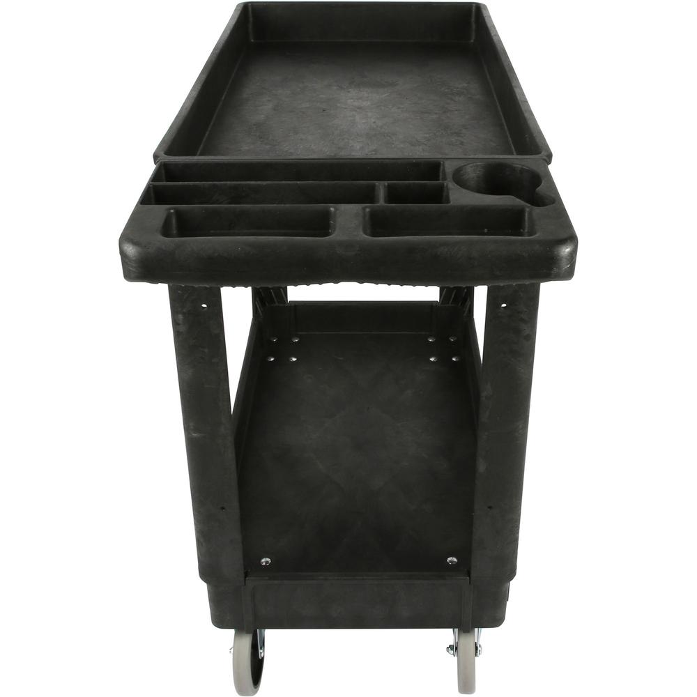 Lorell Storage Bin Utility Cart - 550 lb Capacity - 4 Casters - 5" Caster Size - Structural Foam - x 37.5" Width x 17" Depth x 39" Height - Black - 1 Each. Picture 10